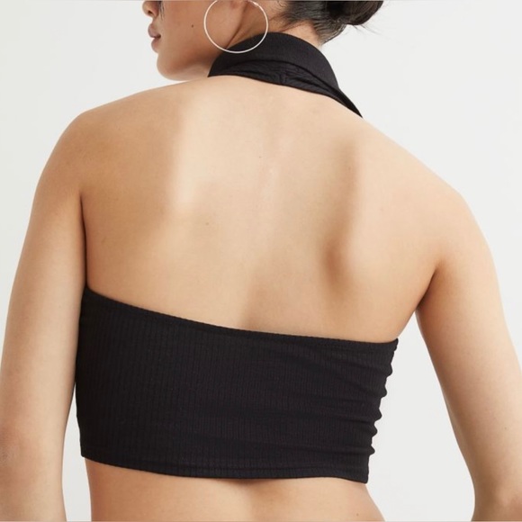 H&M NWT Women’s Halterneck Top with Collar Black Size Small - Picture 6 of 8